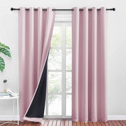 Tende 100% Verdusteranti - Tende Pronte all'Uso 2 Pezzi - Tende Termiche - 140x200cm - Rosa Chiaro - 8 Oculi in Metallo - Tende di Oscuramento