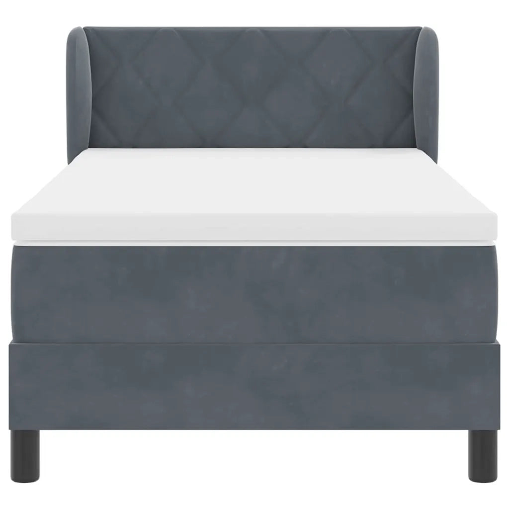 Letto a molle con testiera Grigio scuro 100 x 200 cm Velluto 3340431