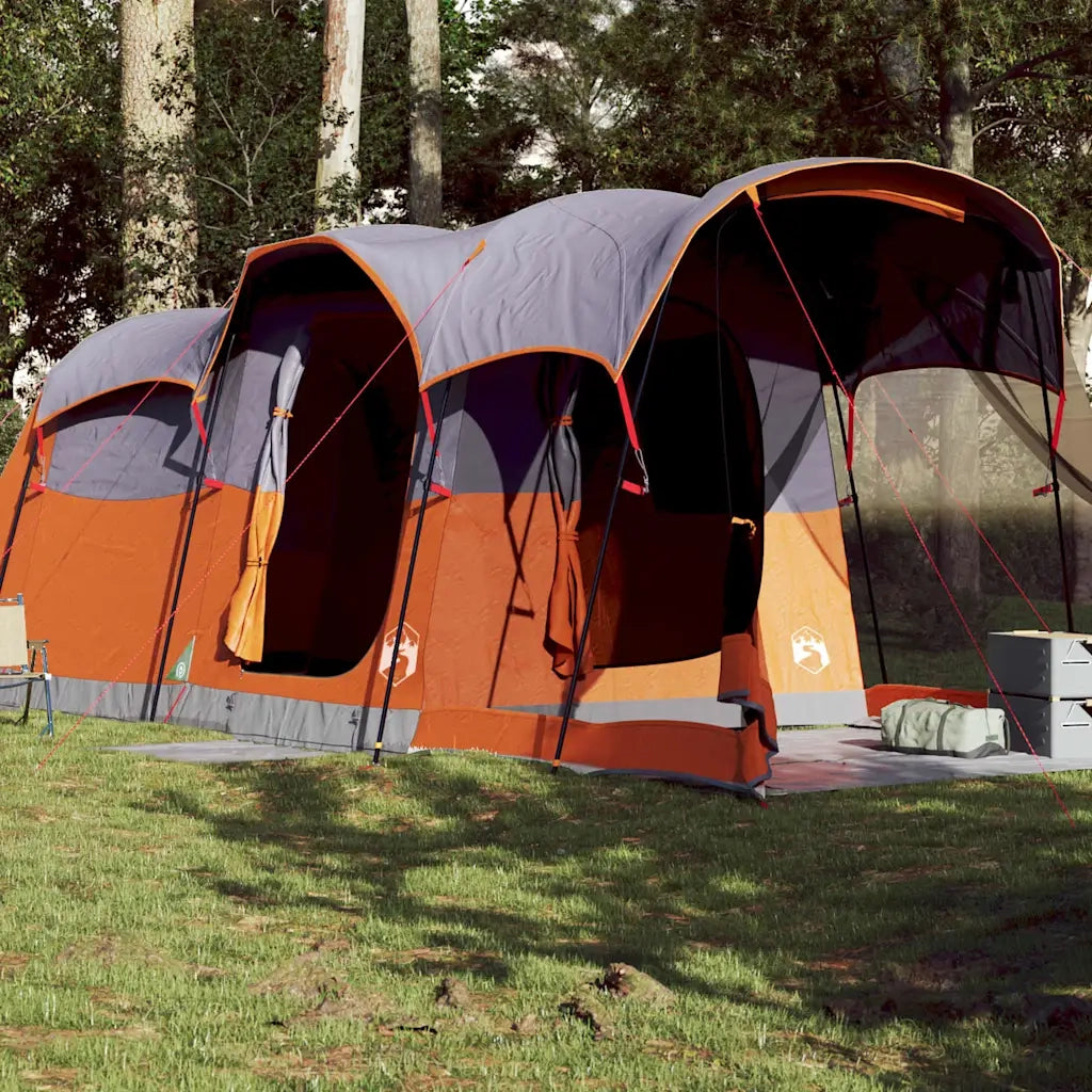 Tenda Familiare a Tunnel 8Persone Grigia Arancione Impermeabile 94787