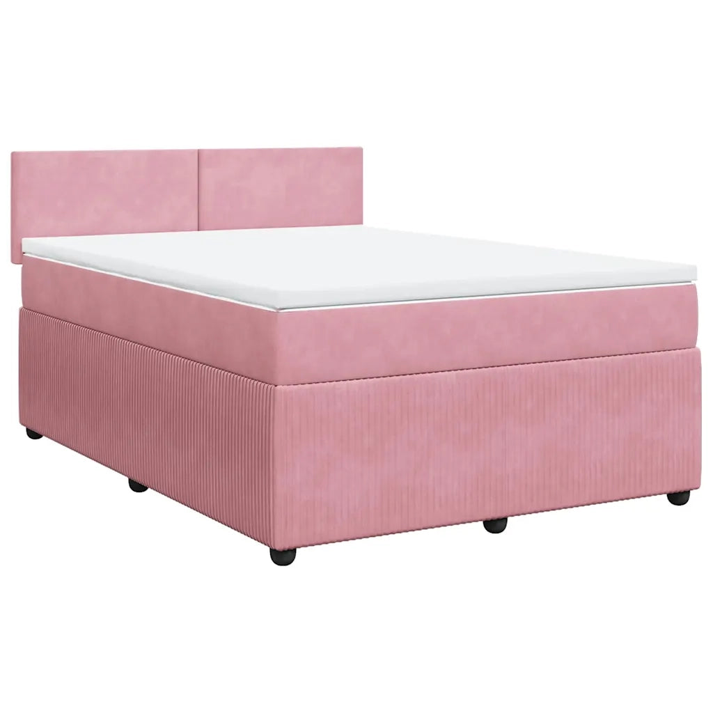 Giroletto a Molle con Materasso Rosa 140x190 cm in Velluto 3287733