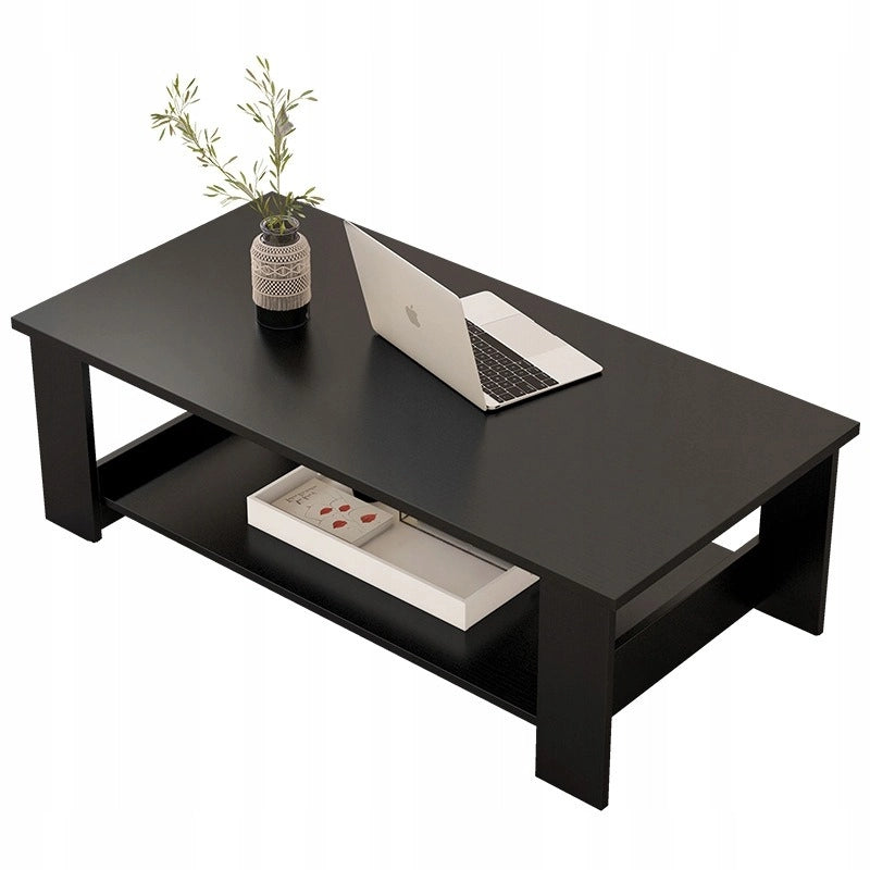 Tavolino da caffè 100 cm, in stile loft nero. Include un pratico ripiano, perfetto per il salotto.