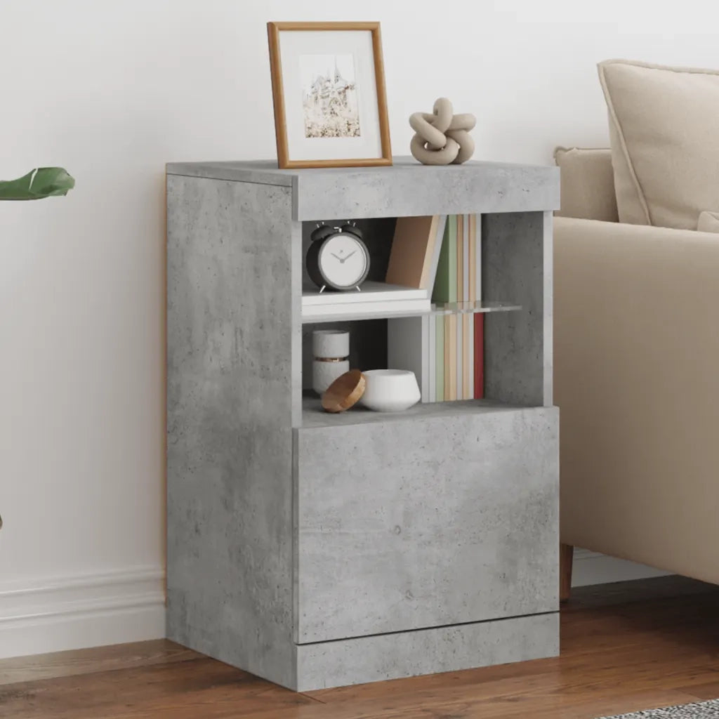 Credenza | Madia | Buffet da pranzo | Armadio da pranzo con Luci LED Grigio Cemento 41x37x67 cm