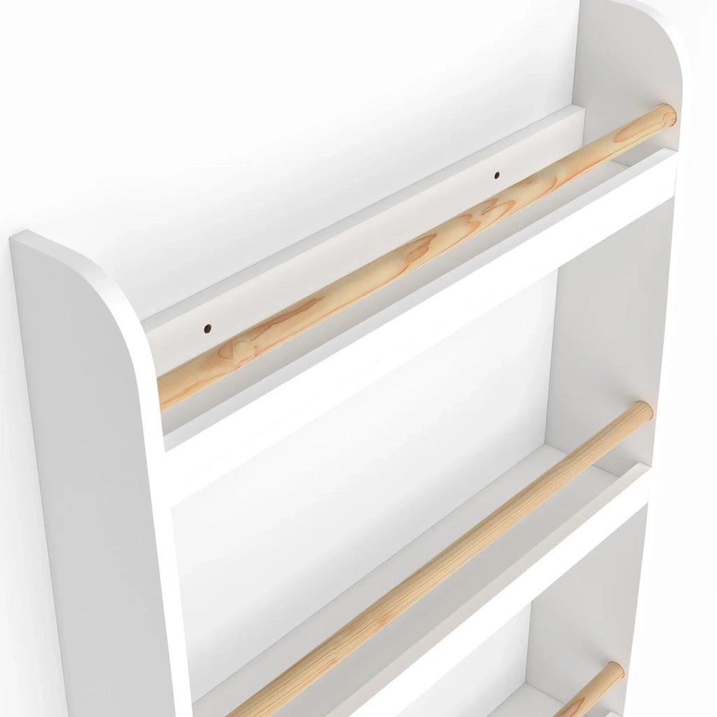 IDMarket - Libreria a muro per bambini a 4 ripiani in legno e bianco PAULETTE