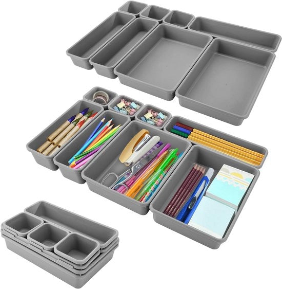 Organizzatore per cassetto 32-direzionale in plastica, sistema di organizzazione per cassetto, organizzatore per cassetto per cucina, bagno, ufficio, comodino, camera da letto