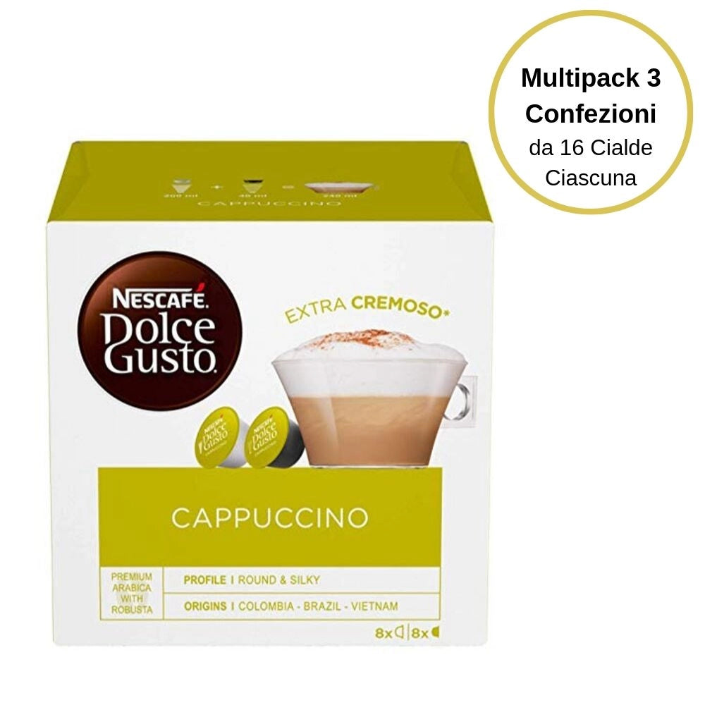 Nescafe' dolce gusto cappuccino caffe' in capsule multipack 3 confezioni da 16 capsule ciascuna