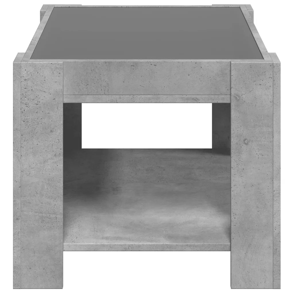 Tavolino salotto | Tavolino da caff¨¨ | Tavolino da Soggiorno con LED Grigio Cemento 73x53x45 cm Multistrato
