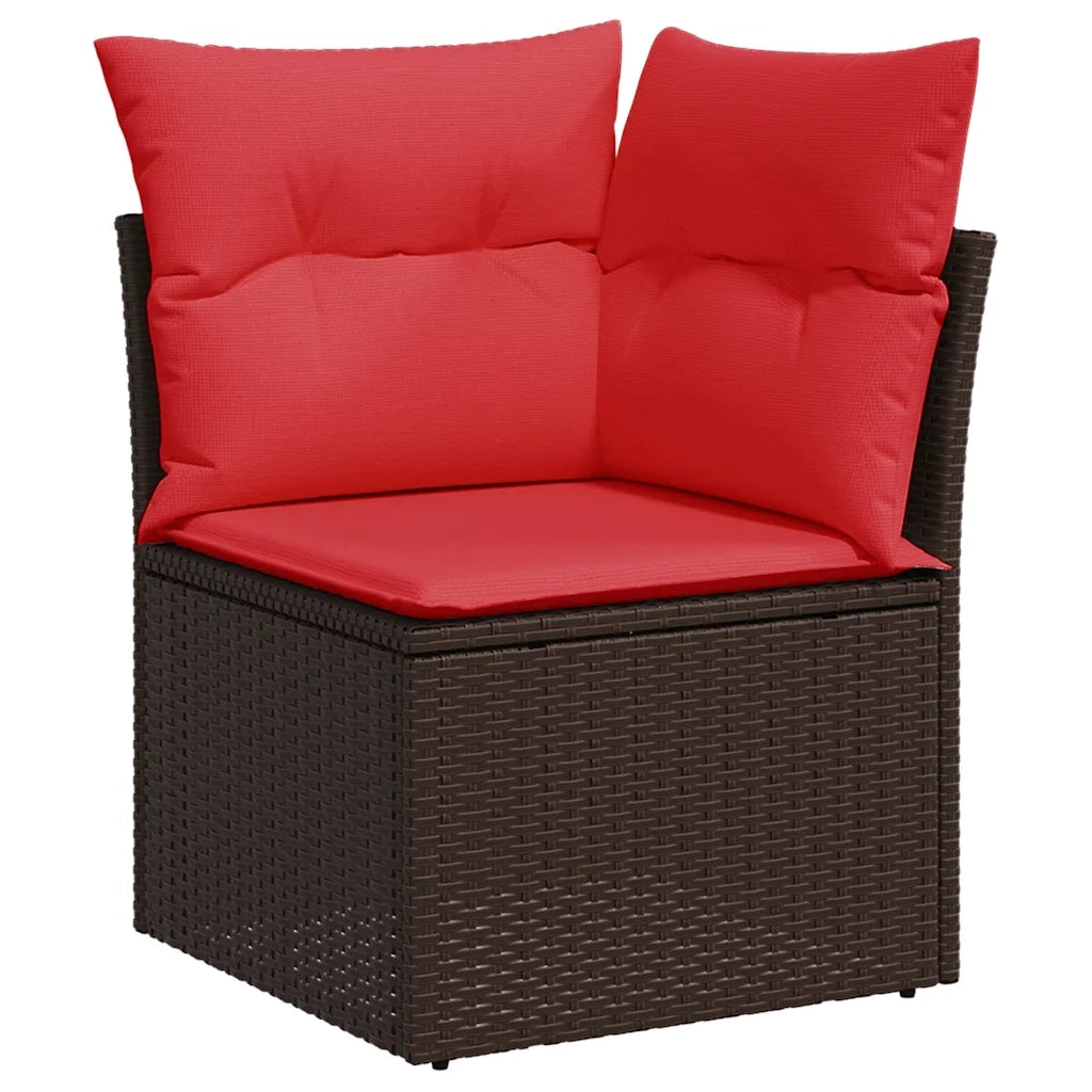Set Divani da Giardino 10 pz con Cuscini Marrone in Polyrattan 3268774