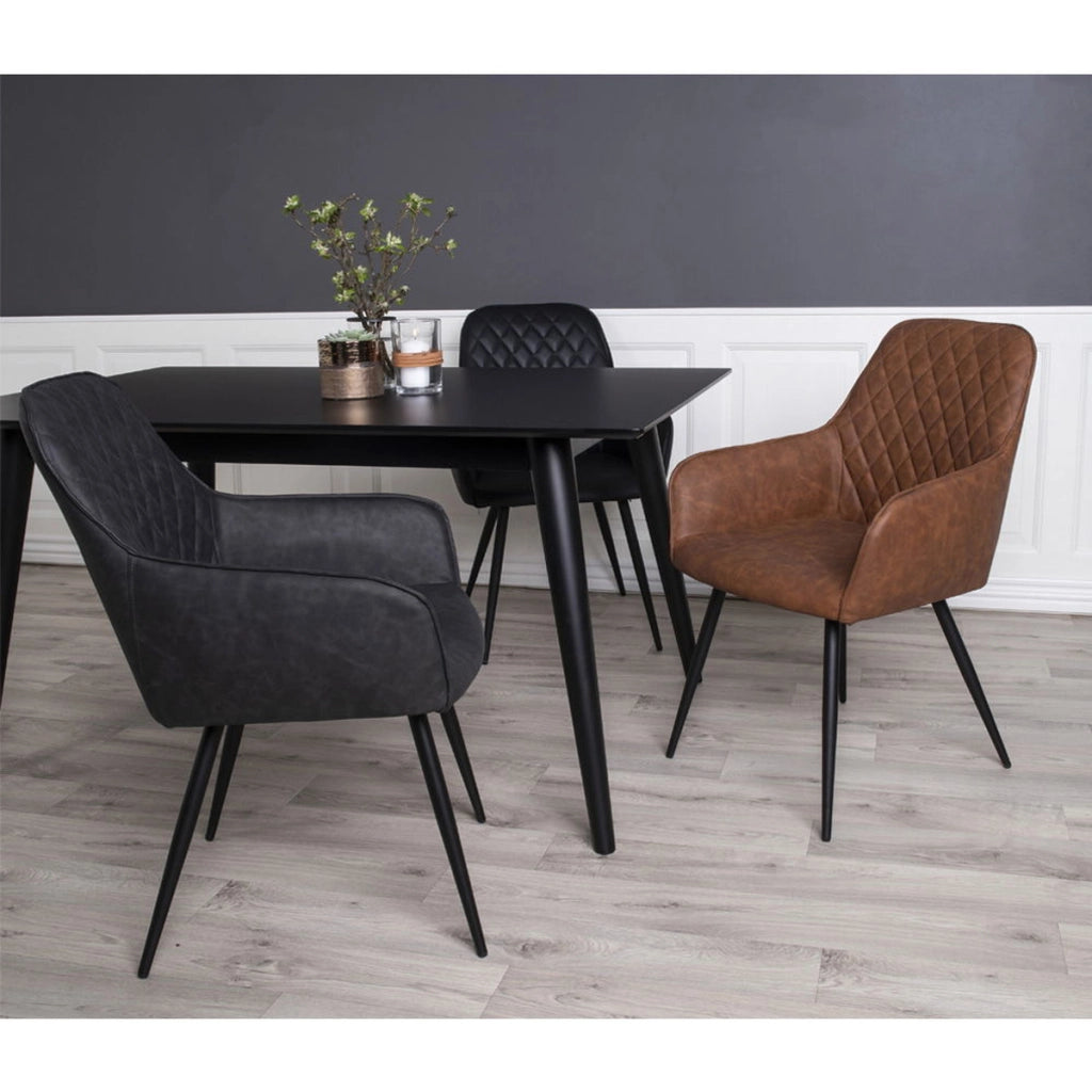Set di 2 Sedie Harbo 4, Nero, Similpelle, 65x57x87 cm
