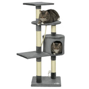 Albero tiragraffi per gatti con sisal piattaforme e giocattoli ¨C zephmum ¨C Grigio scuro 116 cm