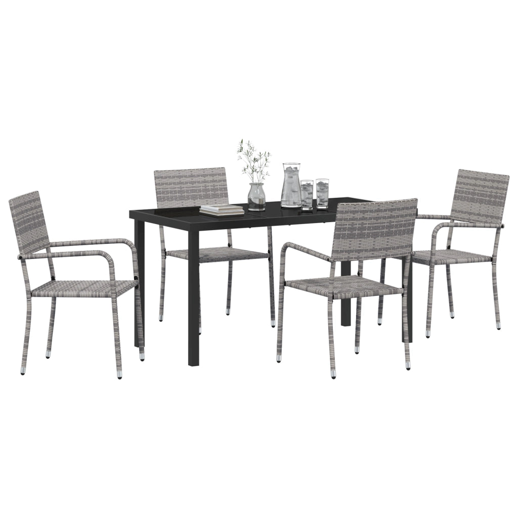 Set di Pranzo da Giardino 5 Pezzi Grigio Polyrattan