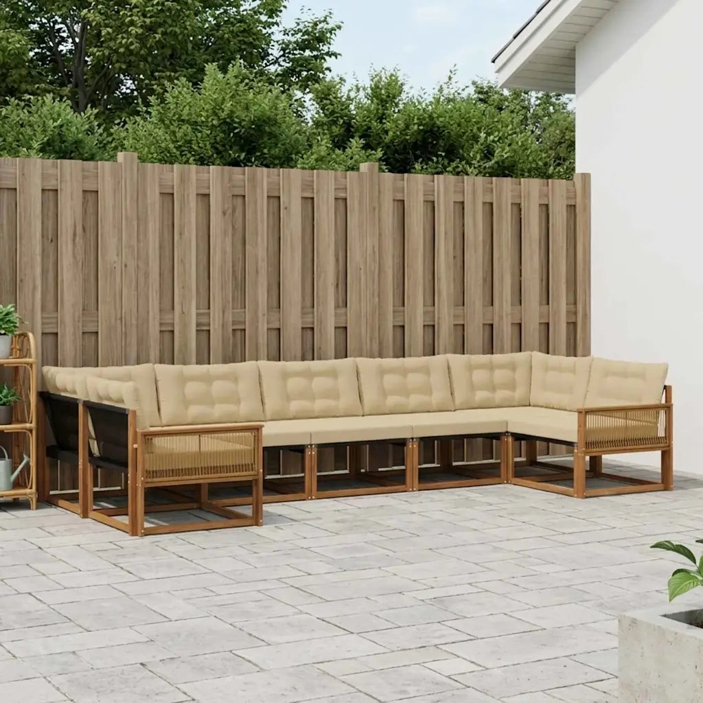 Set di divani da esterno con cuscino 7 pcs Naturale e Beige