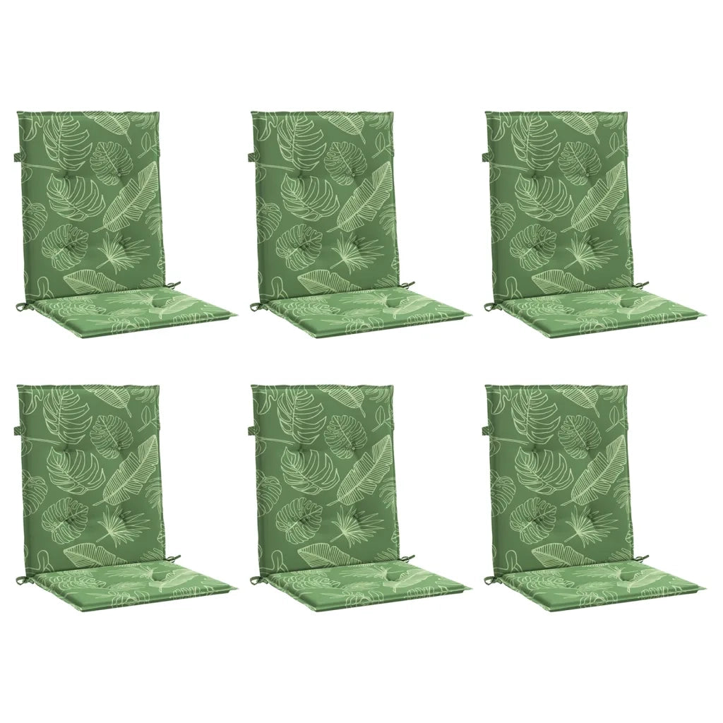Cuscini per Sedia Schienale Basso 6 pz Motivo Foglie in Tessuto 361333