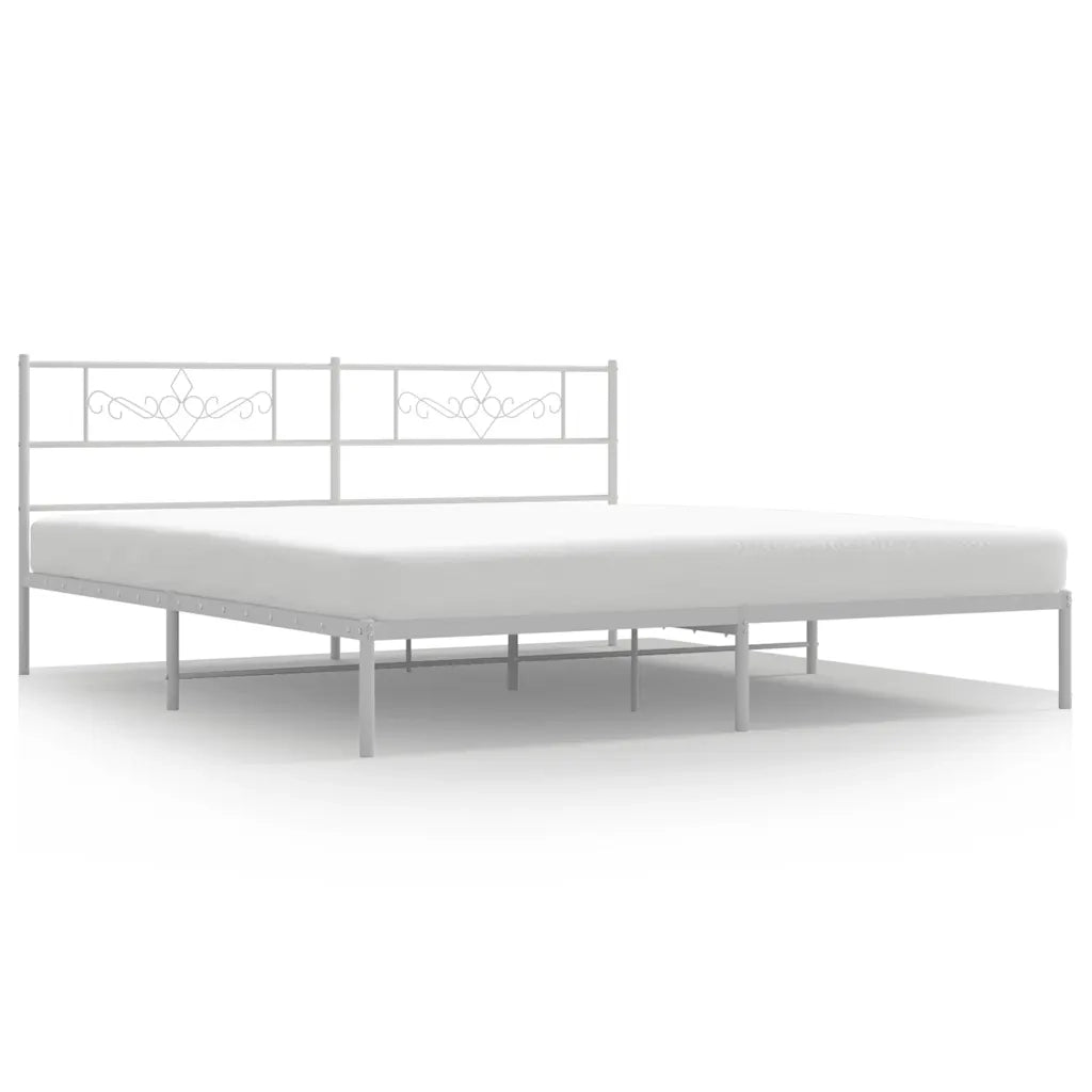 Giroletto con Testiera-Struttura Letto con testiera Metallo Bianco 183x213 cm 679570