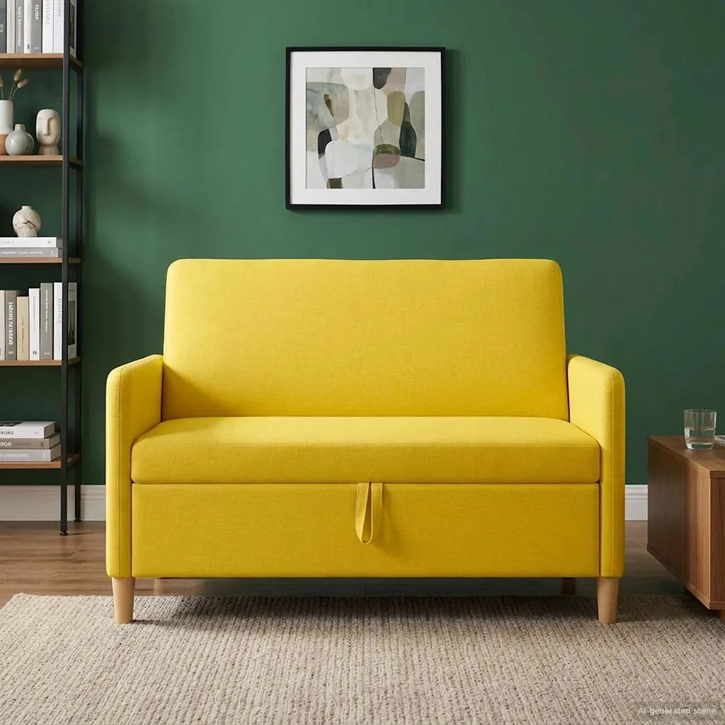 Divano con Storage Giallo Chiaro 122 x 78 x 87 cm Poliestere 42036901