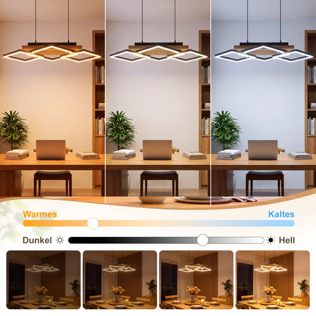 ZMH Lampada a Sospensione LED Legno 31W Moderna Dimmabile Per Tavolo da Pranzo Soggiorno Camera da Letto