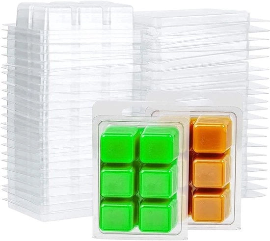 Confezioni per Melte di Cera - Scatola a Cassetta - Piattaforma Quadrata - 25 Confezioni - Per Candele e Sapone - Cubo di Plastica Translucido - Creativo e Sostenibile