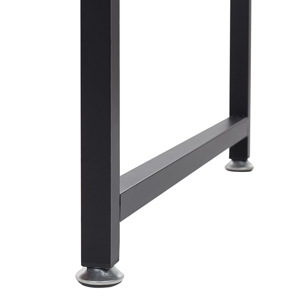 Scrivania da casa Piano in legno scuro Gamba in acciaio in metallo Nero Ripiani bianchi Contenitori 120 x 60 cm