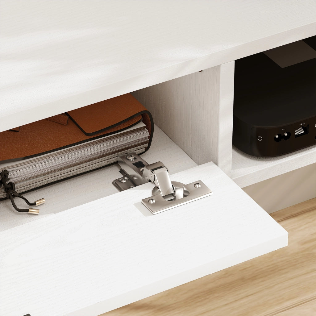 Mobile TV sospeso a parete ¨C Xylo ¨C Bianco con cassetto e 2 ripiani 120x24x16cm