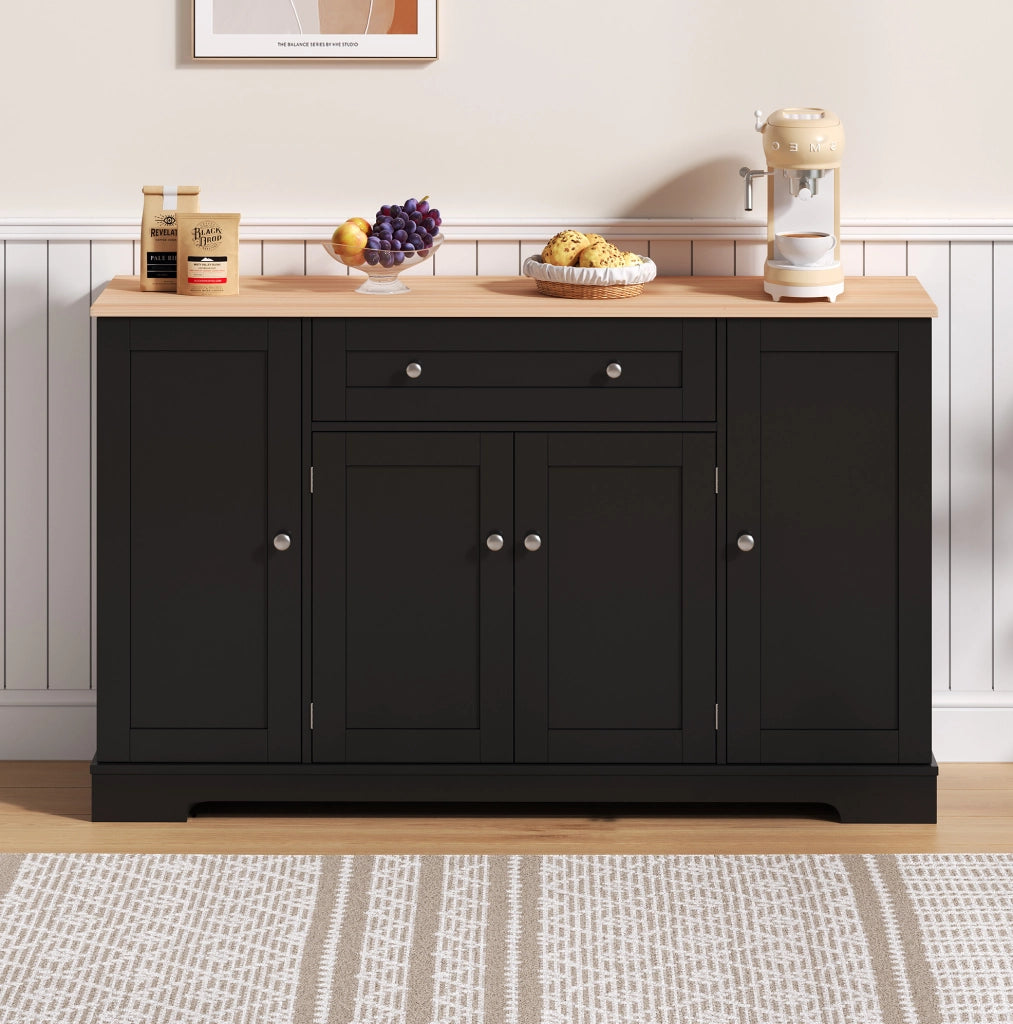 Credenza moderna nera in MDF con cassetto e ripiani regolabili