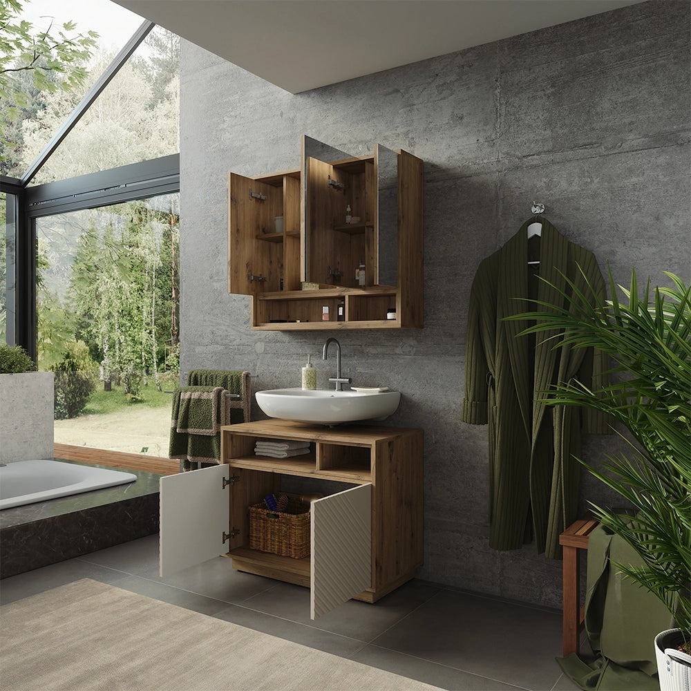 Set mobili bagno Beatrice Cachemire/Rovere artigianale Vicco