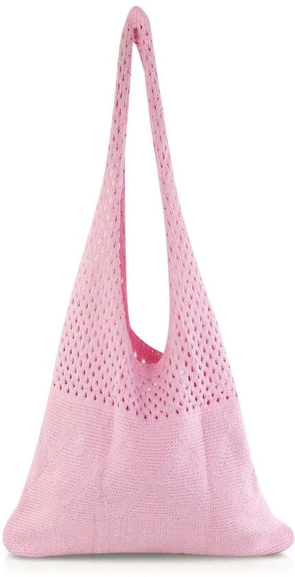 Borsa da spiaggia per donne, stile bohemian, borsa per spese con capacità adeguata, borsa da portare in modo informale per vacanze, spiaggia, appuntamenti, shopping (rosa)