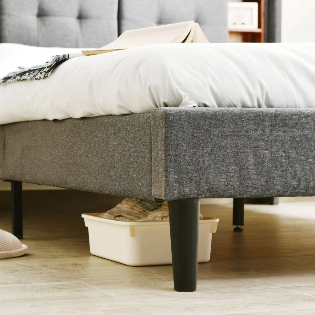 Letto matrimoniale – 140x200 cm – USB LED contenitore testiera con materasso – legno grigio