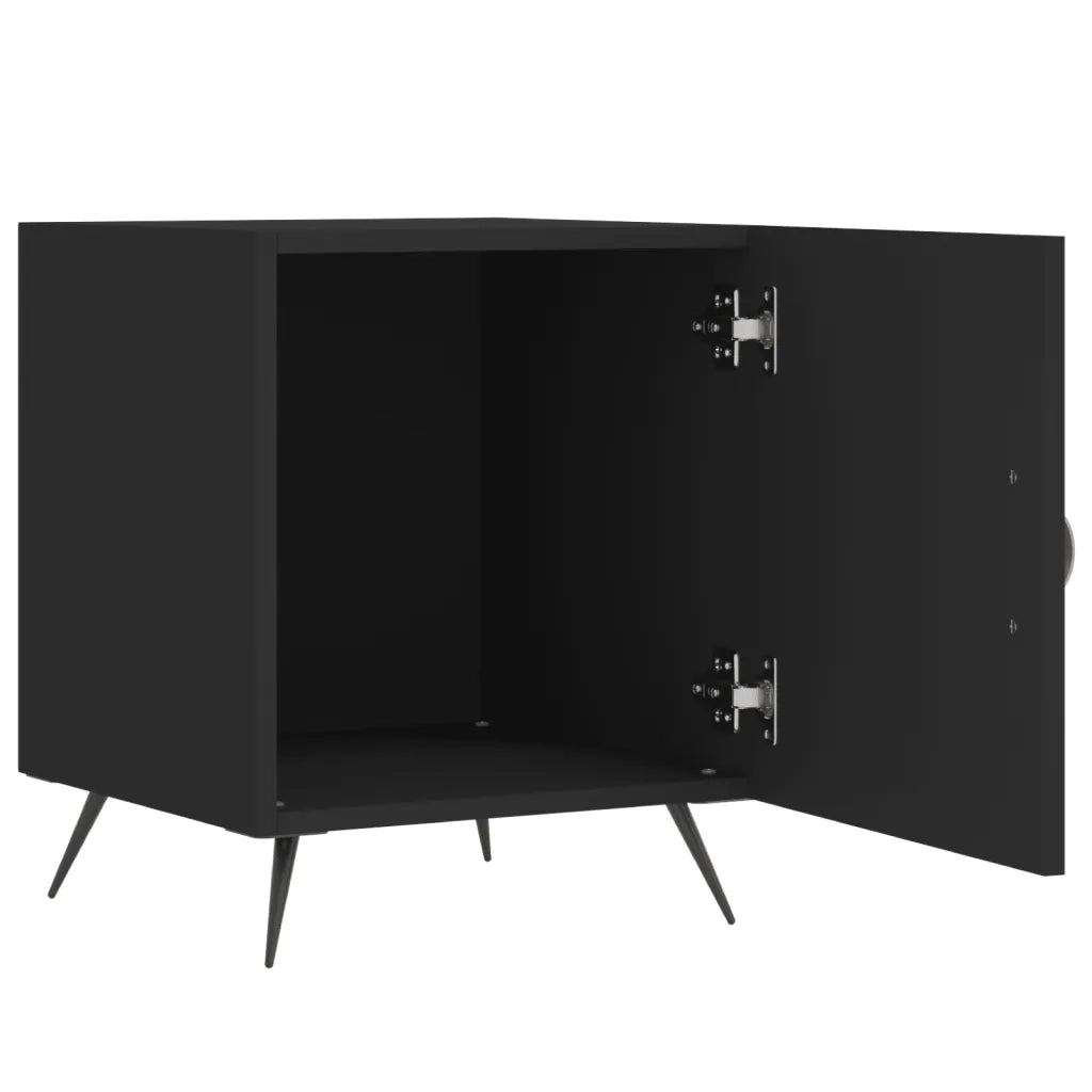 Set di 2 Comodini | Armadio da Notte | Mobiletto da notte Neri 40x40x50 cm in Legno Multistrato