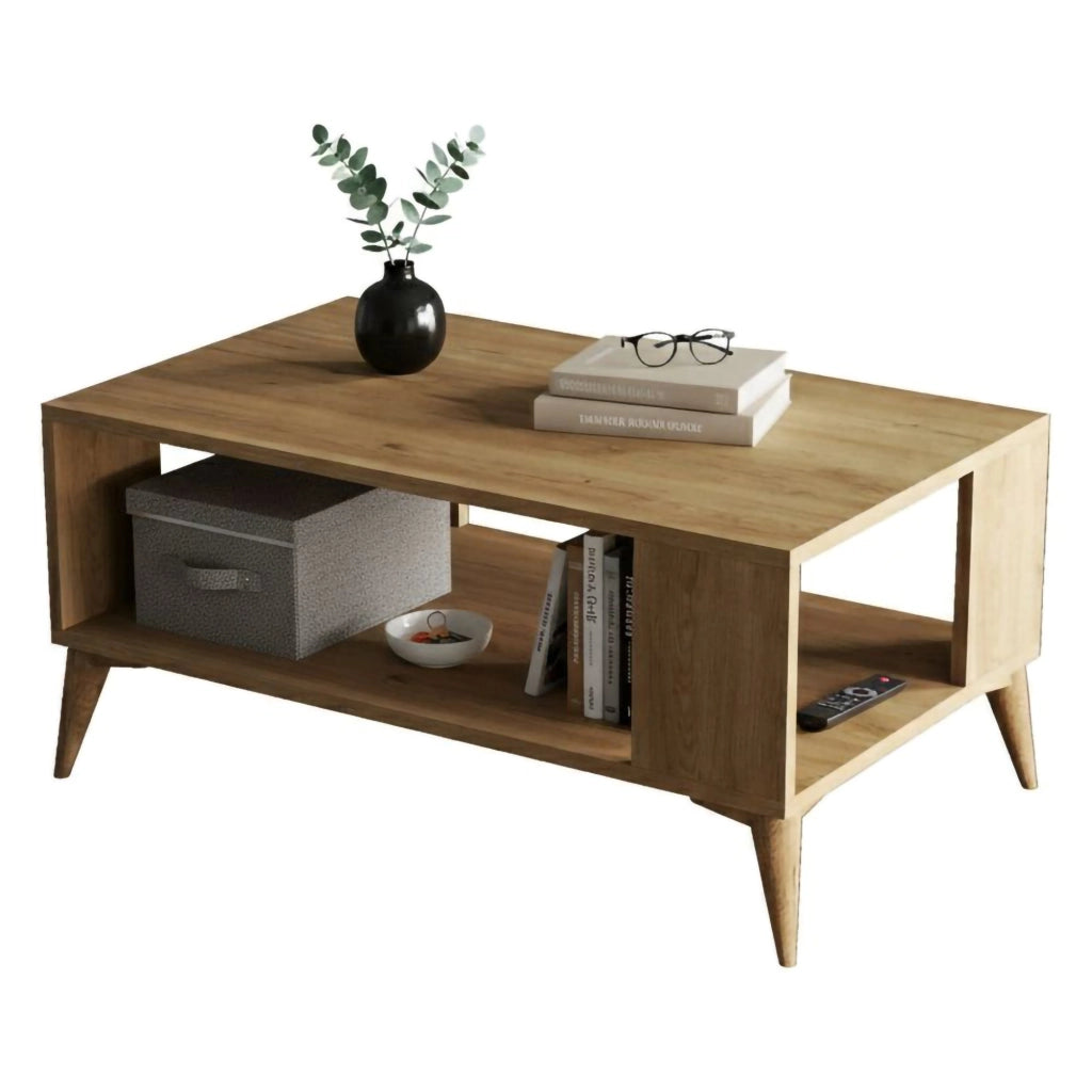 Lozio, Tavolino da Salotto un Vano, 41.6x90x54h cm Marrone Quercia