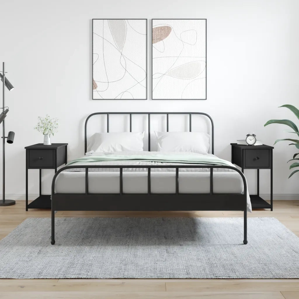 Comodini 2 pz-Set di 2 Tavolino da notte Neri 30x60x60 cm in Legno Multistrato 116008