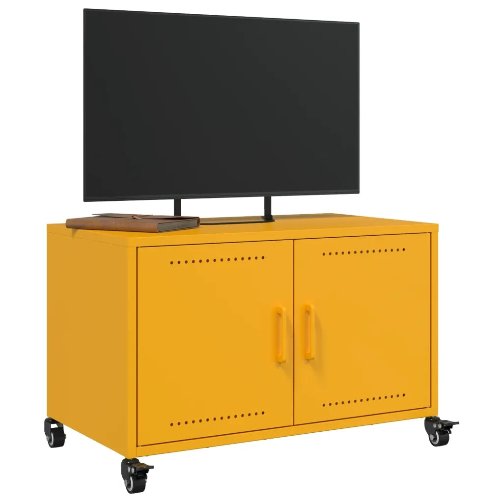 Mobile TV Giallo Senape 68x39x43,5 cm in Acciaio 846641