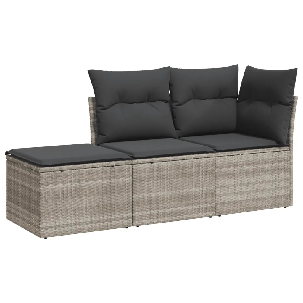 Set Divano da Giardino 3pz con Cuscini-Sofa da Giardino-Divanetto da esterno Grigio Chiaro Polyrattan 355642
