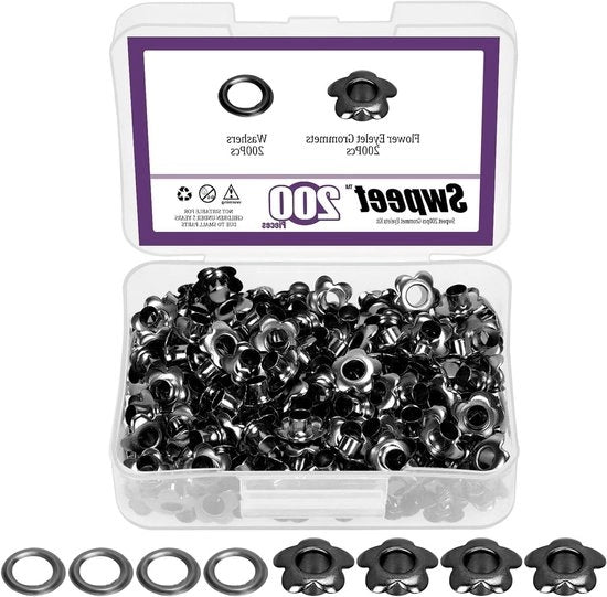 200 Set di Eyelets a 5mm, grigio gusci, per tela, pelle e tende, ideali per riparazioni e progetti creativi