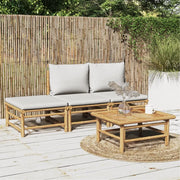 Set Salotto da Giardino 4pz con Cuscini Grigio Chiaro Bambù 3155107