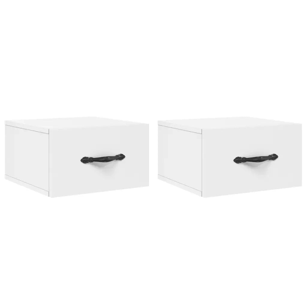 Set di 2 Comodini | Armadio da Notte | Mobiletto da notte a Muro Bianchi 35x35x20 cm
