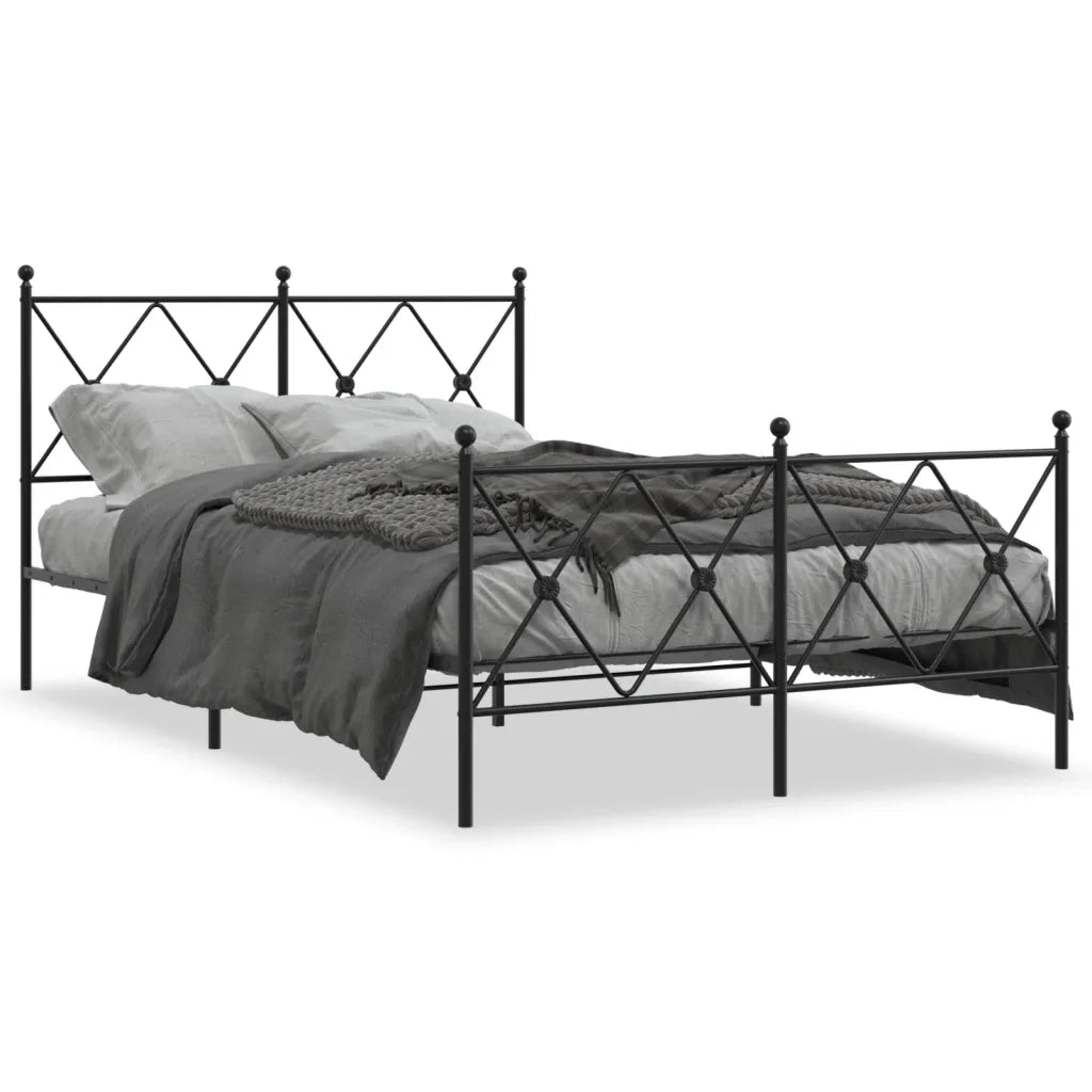 Giroletto con Testiera e Pediera Metallo Nero 120x200 cm 376518