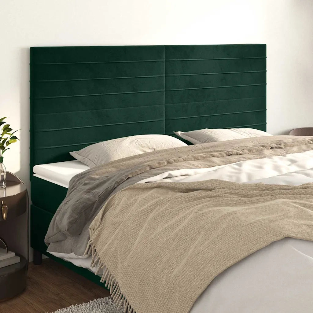 Testiere 4 pz Verde Scuro 100x5x78/88 cm in Velluto