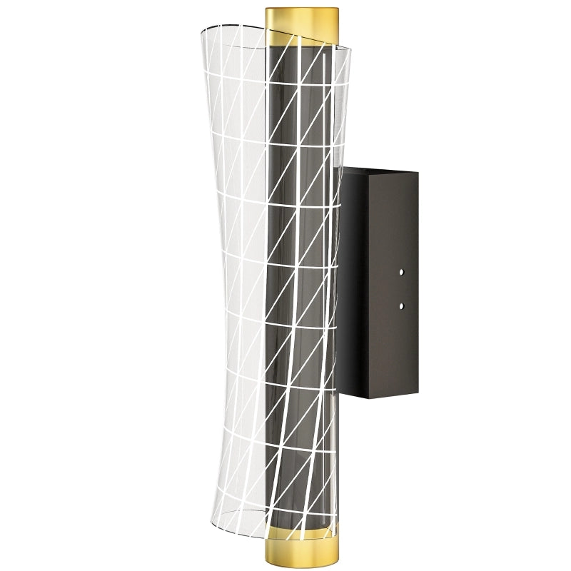 Applique da interno LED a 2 pezzi, design a griglia, dimmerabile, metallo nero