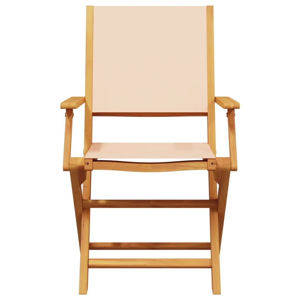 Set Pranzo da Giardino 5 pz Beige in Tessuto e Legno Massello