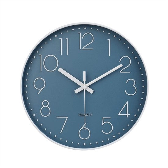 Ora analoga moderna silenziosa da parete 30cm con lanciante seconda manina senza ticchettio, decorazione per soggiorno, ufficio (azzurro ceruleo)