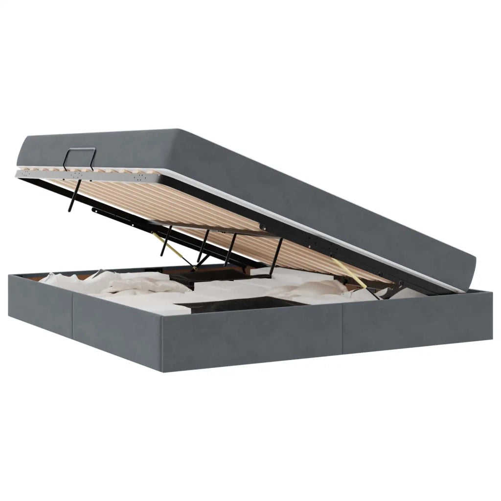Letto con contenitore e materasso Grigio scuro 160 x 200 cm 3399731