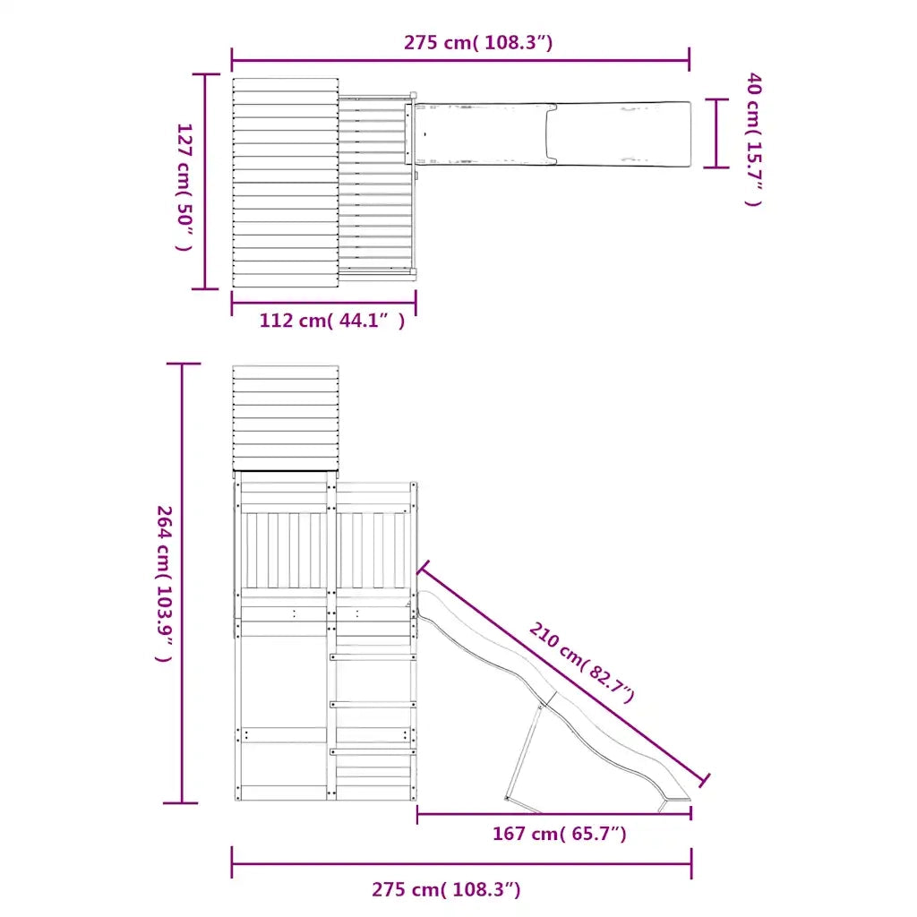 Set da Gioco da Esterno in Legno di Pino Impregnato 3157014