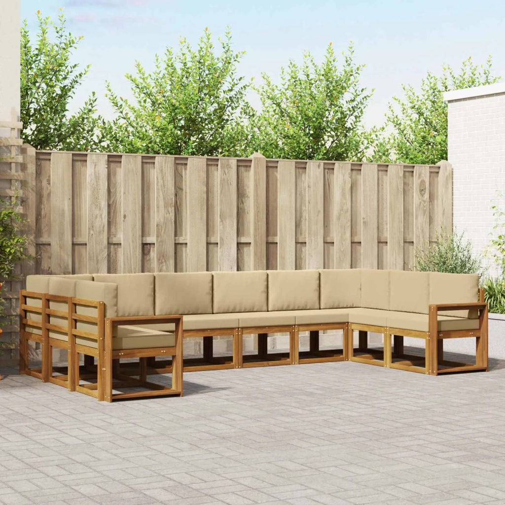 Set di divani da esterno con cuscino 10 pcs Naturale e Beige