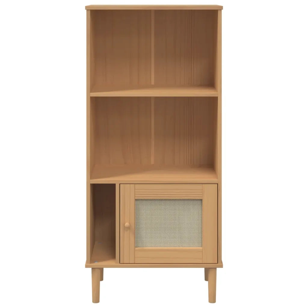 Credenza-Buffet-Armadio da cucina SENJA Aspetto Rattan Marrone 60x35x130 cm Legno Pino