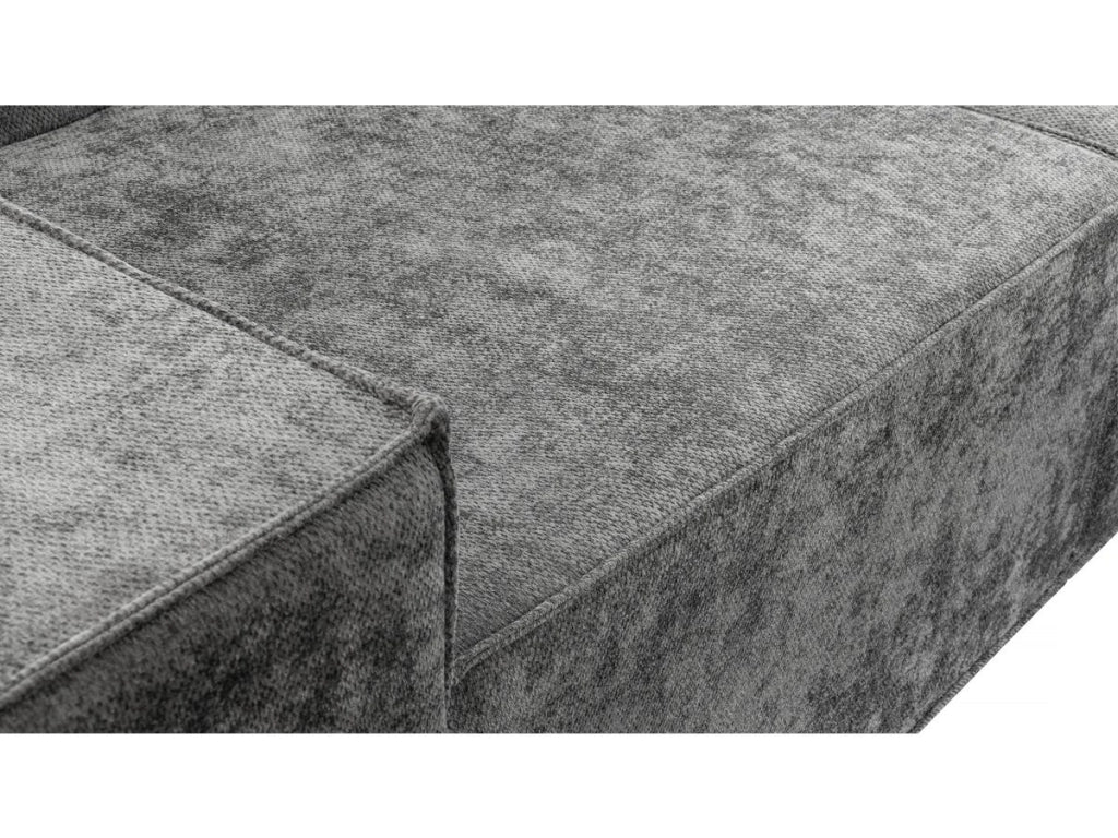 Divano componibile dritto con pouf in tessuto texturizzato "Lusso" - 3 posti - Grigio