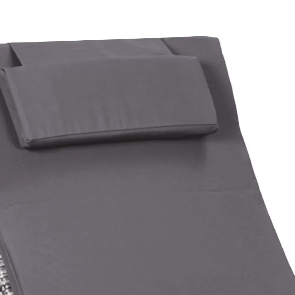 Lettino Prendisole con Cuscino in Polyrattan Grigio 46540