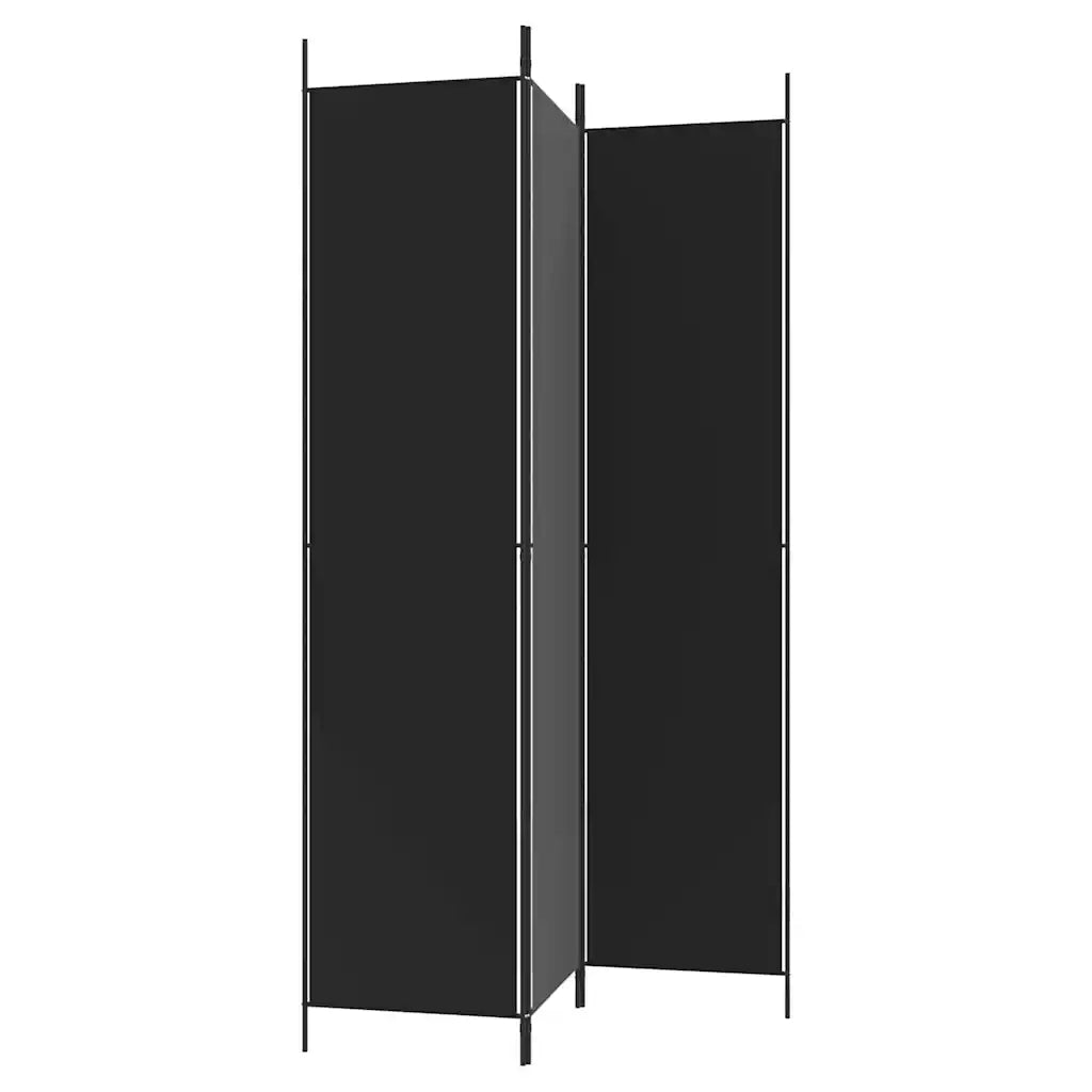 Divisorio Ambienti | Divider per stanze | Paravento a 3 Pannelli Nero 150x220 cm in Tessuto