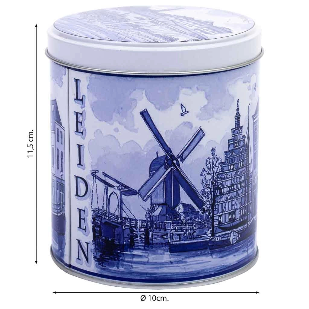 Contenitore in metallo blu e bianco D10x11,5h cm