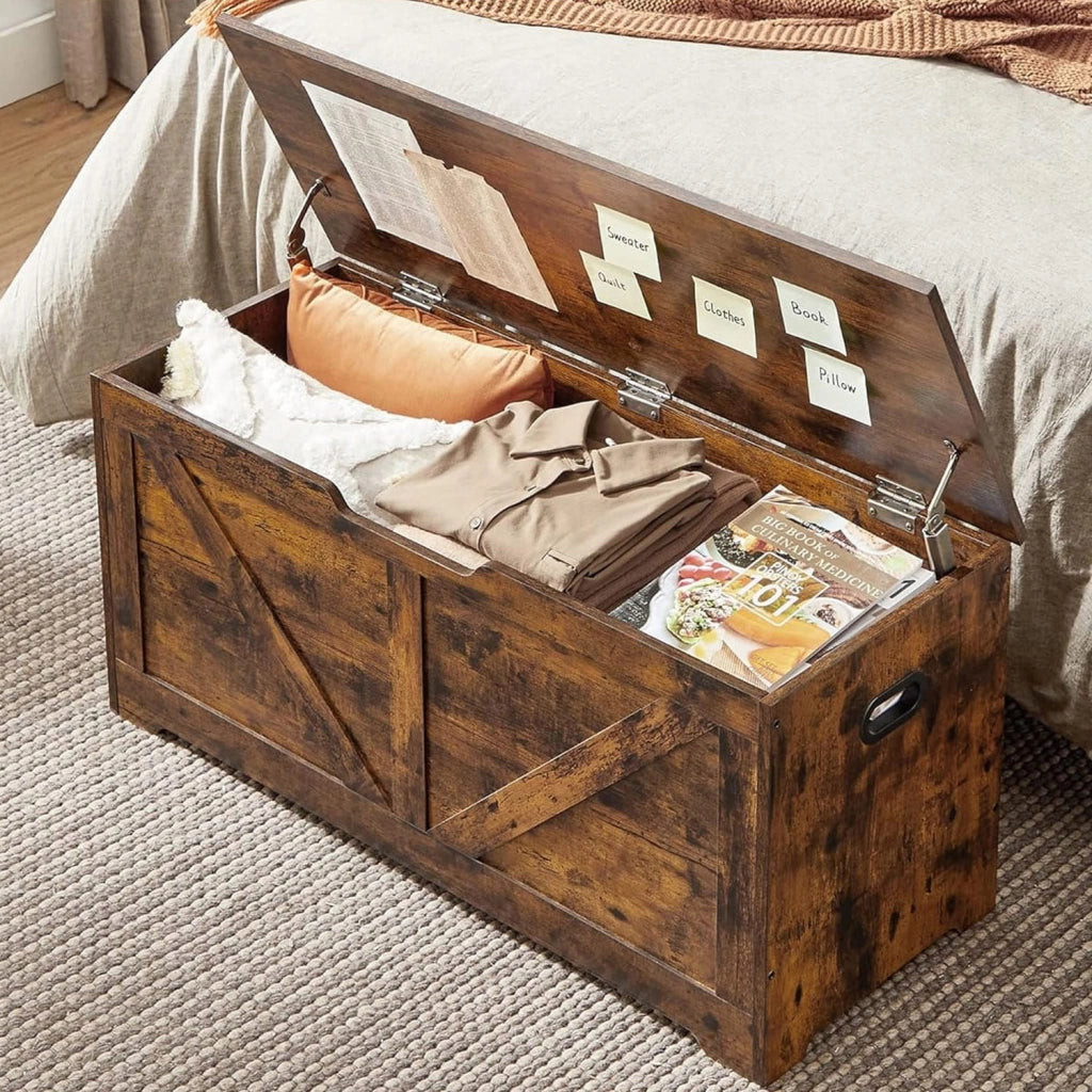 Valora CHEST Baule portaoggetti in truciolato marrone rustico per camera da letto
