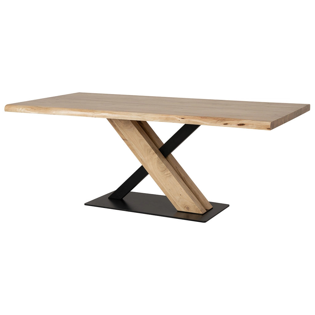 Tavolo da pranzo in legno di acacia finitura colore naturale 200x100x76