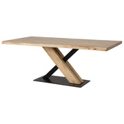 Tavolo da pranzo in legno di acacia finitura colore naturale 200x100x76